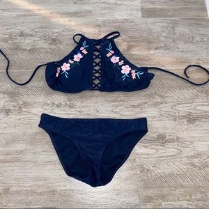 hollister navy bikini set